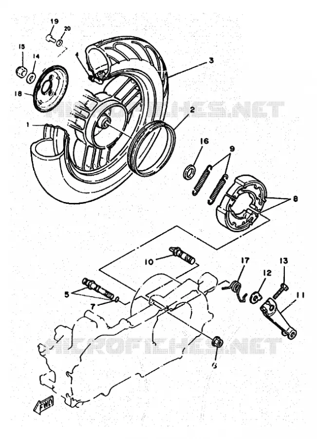 ROUE ARRIERE Yamaha SCOOTER 50 1995 ZEST  YE50