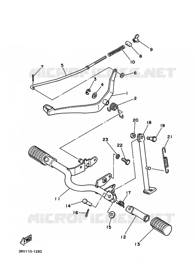 BEQUILLE / REPOSE PIEDS Yamaha MOTO 80 1993 PW  PW80