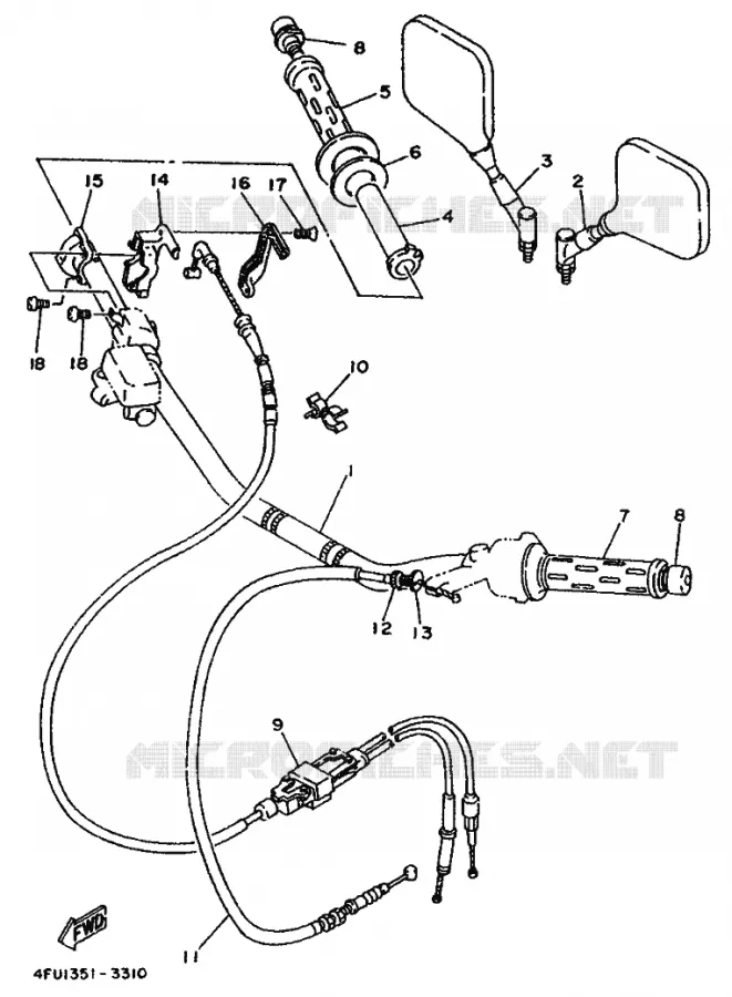 GUIDON ET CABLES Yamaha MOTO 125 1993 TDR  TDR125