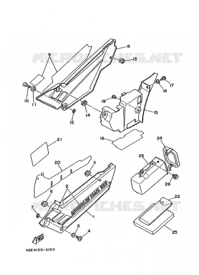 COUVERCLE LATERAL Yamaha MOTO 225 1993 XT  XT225 XT225E