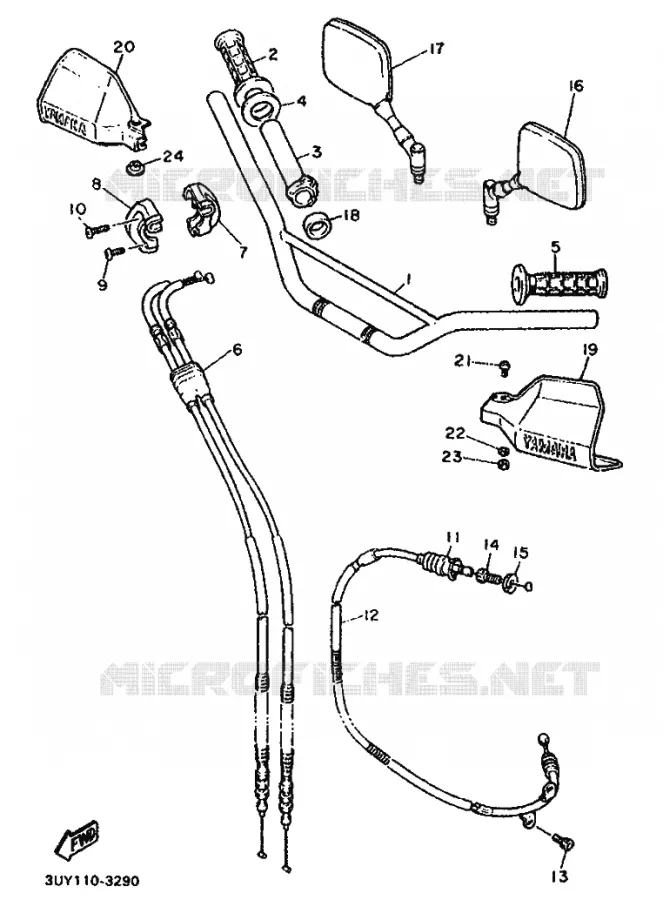 GUIDON ET CABLES Yamaha MOTO 600 1993 XTE  XT600E