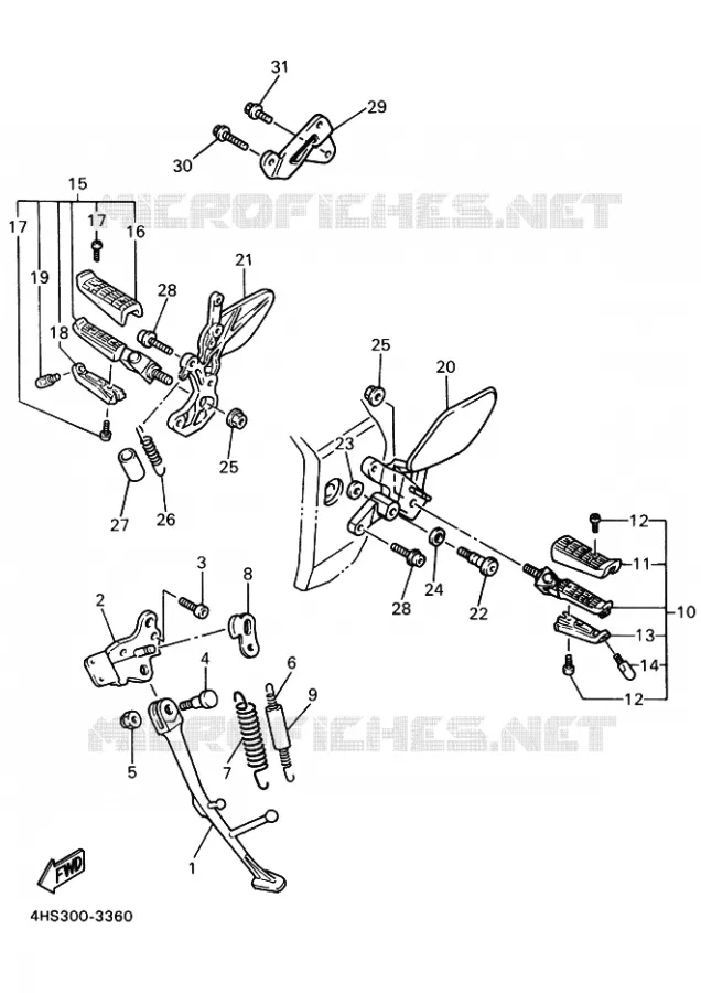 SUPPORT / REPOSE PIEDS Yamaha MOTO 750 1993 YZF  YZF750SP