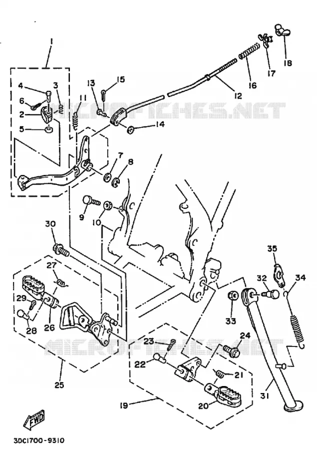 SUPPORT / REPOSE PIEDS Yamaha MOTO 125 1990 TT  TT250