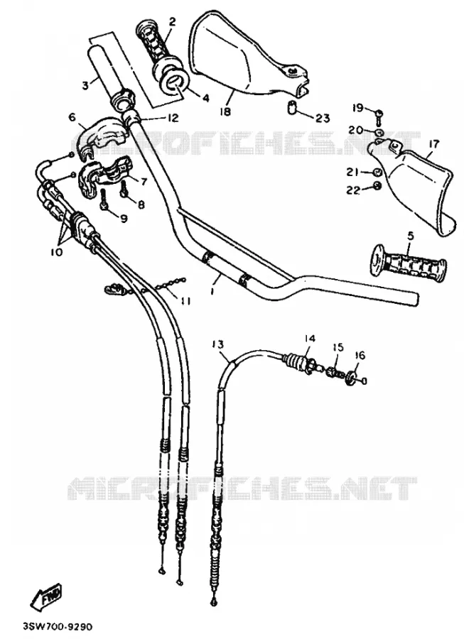 GUIDON ET CABLES Yamaha MOTO 600 1990 TT  TT600 TT600A