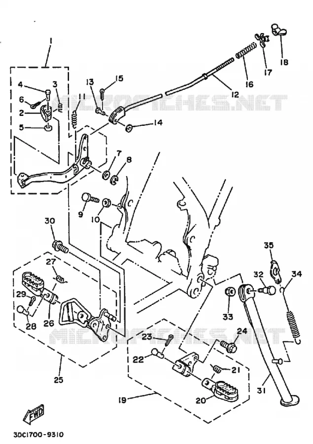 SUPPORT / REPOSE PIEDS Yamaha MOTO 125 1989 TT  TT250