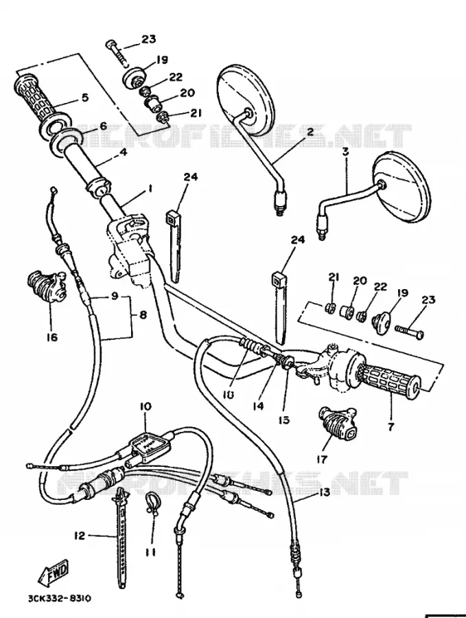 GUIDON ET CABLES Yamaha MOTO 240 1988 TDR  TDR240
