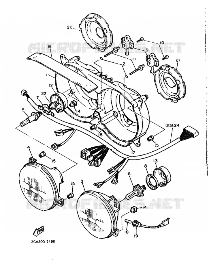 PIÈCES OPTIONNELLES - PHARE Yamaha MOTO 1000 1987 FZR  FZR1000
