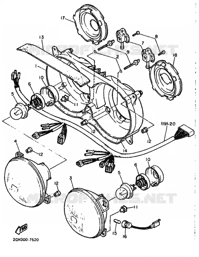 PIÈCES OPTIONNELLES - PHARE Yamaha MOTO 1000 1987 FZR  FZR1000