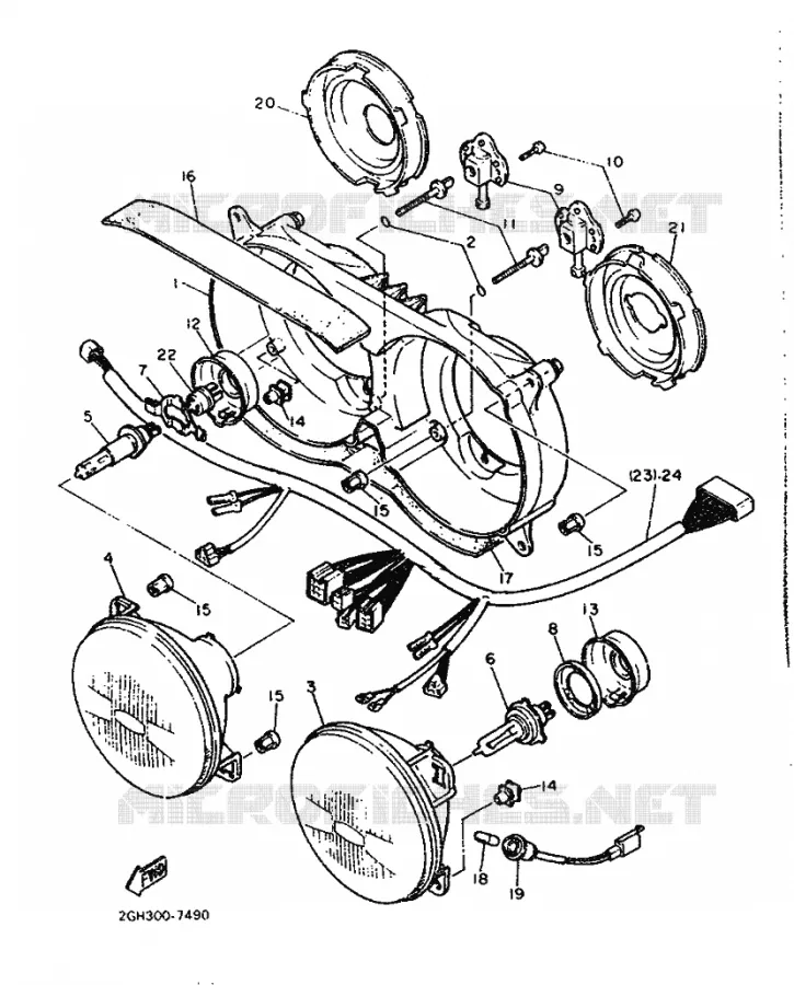 PIÈCES OPTIONNELLES - PHARE Yamaha MOTO 1000 1987 FZR  FZR1000