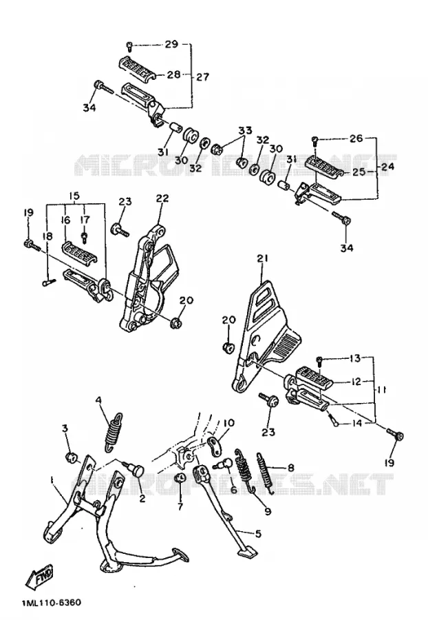 SUPPORT / REPOSE PIEDS Yamaha MOTO 750 1986 FZ  FZ750