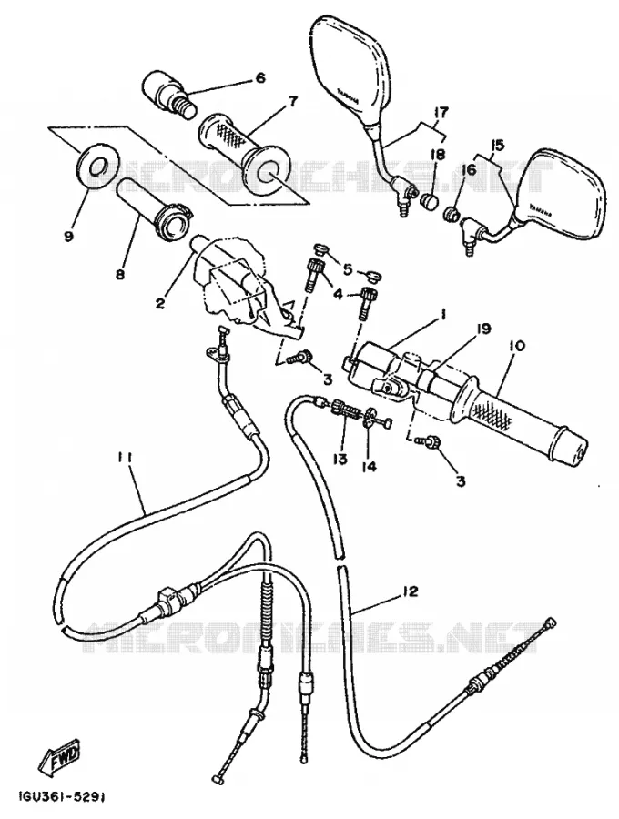 GUIDON ET CABLES Yamaha MOTO 125 1986 RDLC  RD125LC