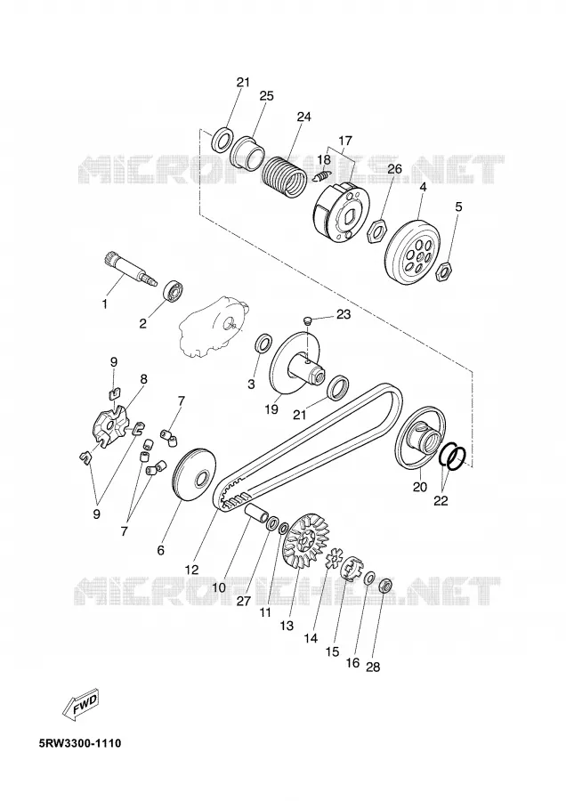 EMBRAYAGE DE DEMARREUR Yamaha SCOOTER 50 2007 JOG  CS50Z