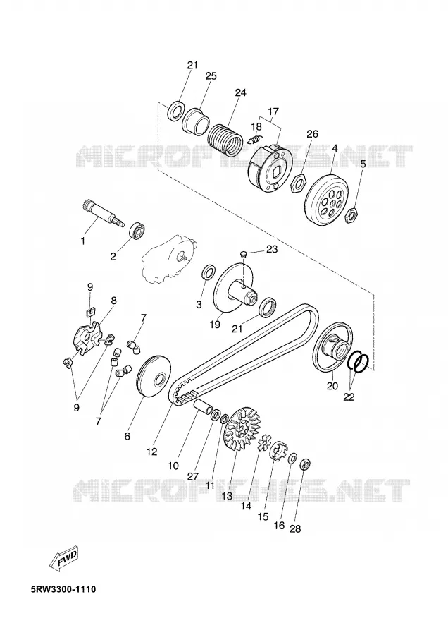 EMBRAYAGE DE DEMARREUR Yamaha SCOOTER 50 2007 JOG  CS50Z