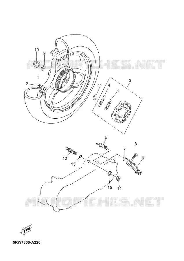 ROUE ARRIERE Yamaha SCOOTER 50 2003 JOG  CS50Z JOG RR