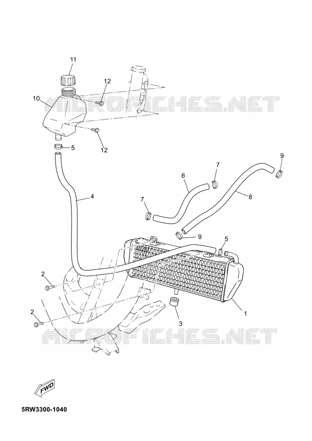 RADIATEUR / DURITES Yamaha SCOOTER 50 2003 JOG  CS50Z JOG RR