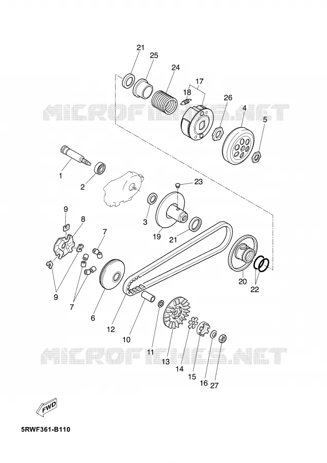 EMBRAYAGE DE DEMARREUR Yamaha SCOOTER 50 2003 JOG  CS50Z JOG RR