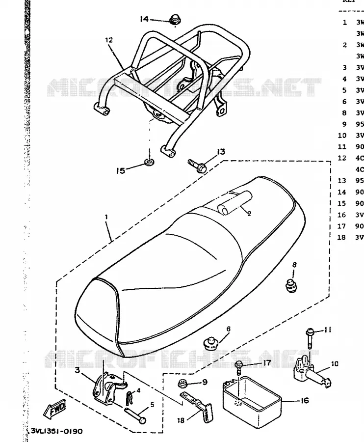 SELLE / PORTE BAGAGES Yamaha SCOOTER 50 1991 BOOSTER  CW50