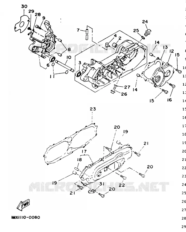 CARTER MOTEUR Yamaha SCOOTER 50 1992 BOOSTER  CW50