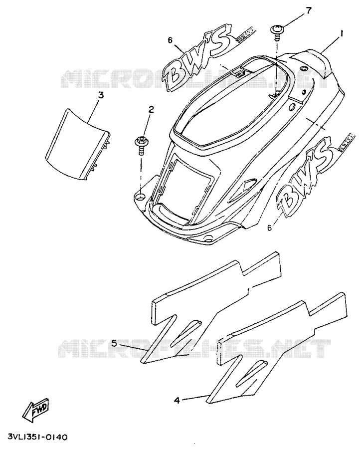 CACHE LATERAL - RESERVOIR D'HUILE Yamaha SCOOTER 50 1992 BOOSTER  CW50