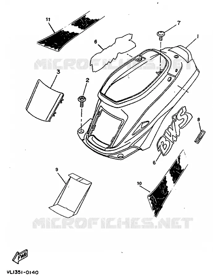 CACHE LATERAL - RESERVOIR D'HUILE Yamaha SCOOTER 50 1994 BOOSTER  CW50