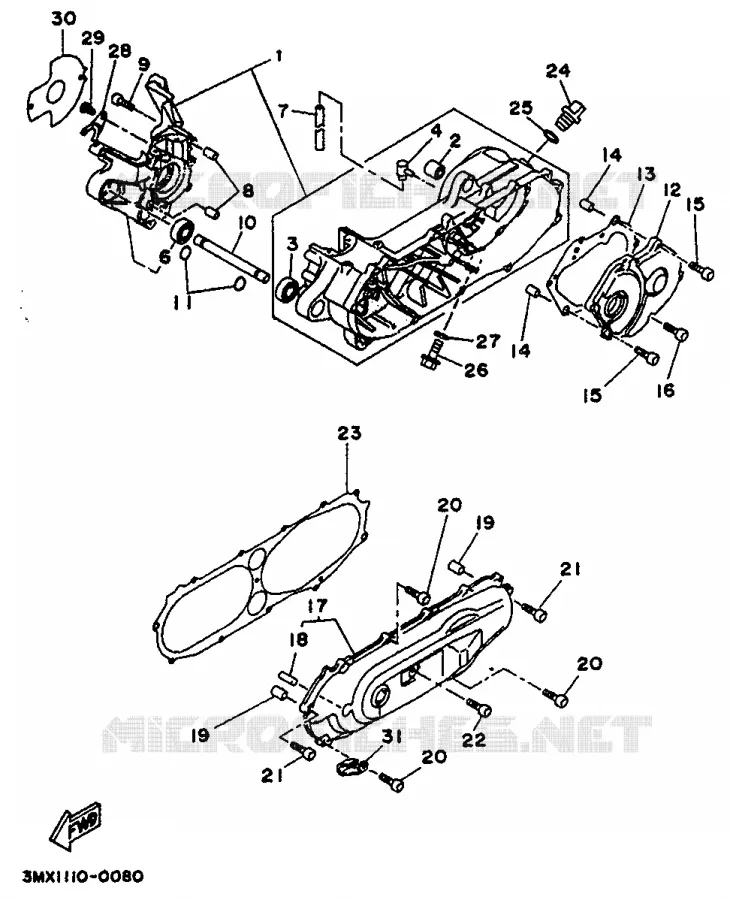 CARTER MOTEUR Yamaha SCOOTER 50 1994 BOOSTER  CW50