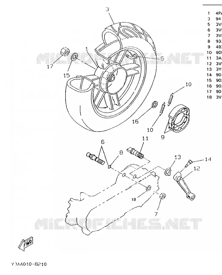 ROUE ARRIERE Yamaha SCOOTER 50 1996 BOOSTER  CW50