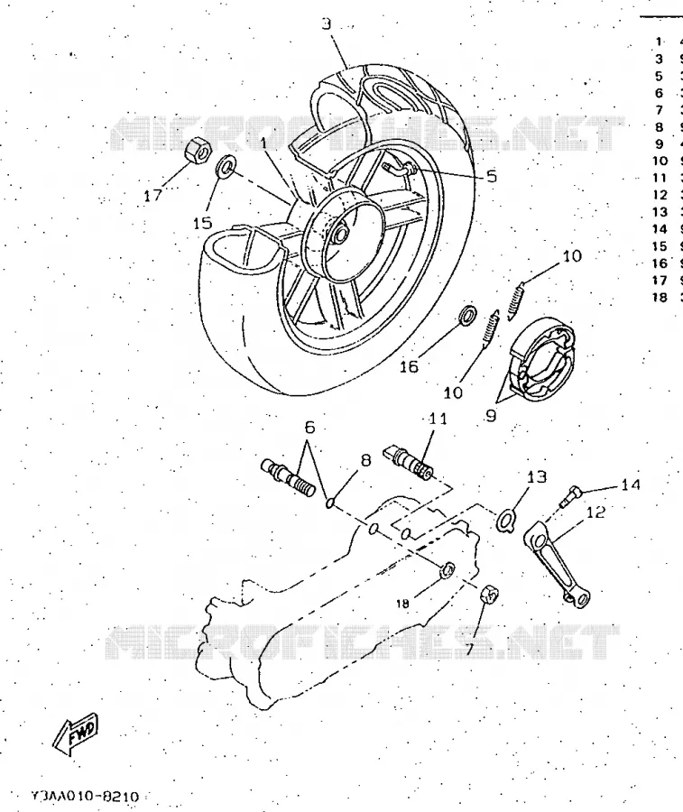ROUE ARRIERE Yamaha SCOOTER 50 1997 BOOSTER  CW50