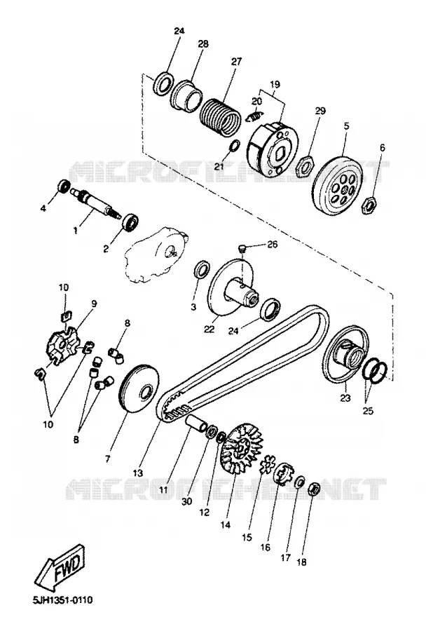 EMBRAYAGE DE DEMARREUR Yamaha SCOOTER 50 2000 BW'S  CW50