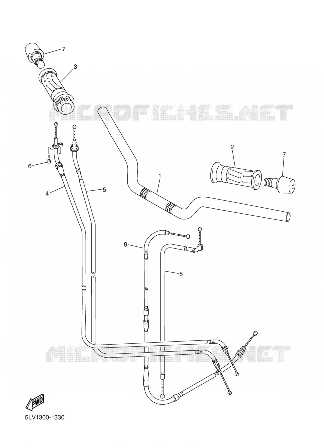 GUIDON ET CABLES Yamaha MOTO 1000 2004 FAZER  FZS1000S FAZER