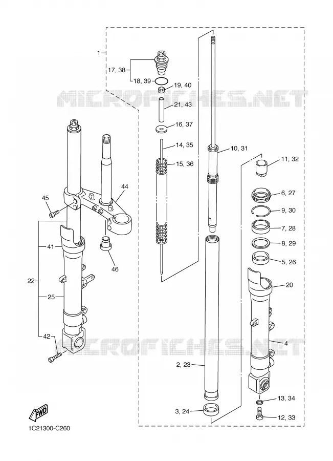 FOURCHE Yamaha MOTO 1000 2004 FAZER  FZS1000S FAZER