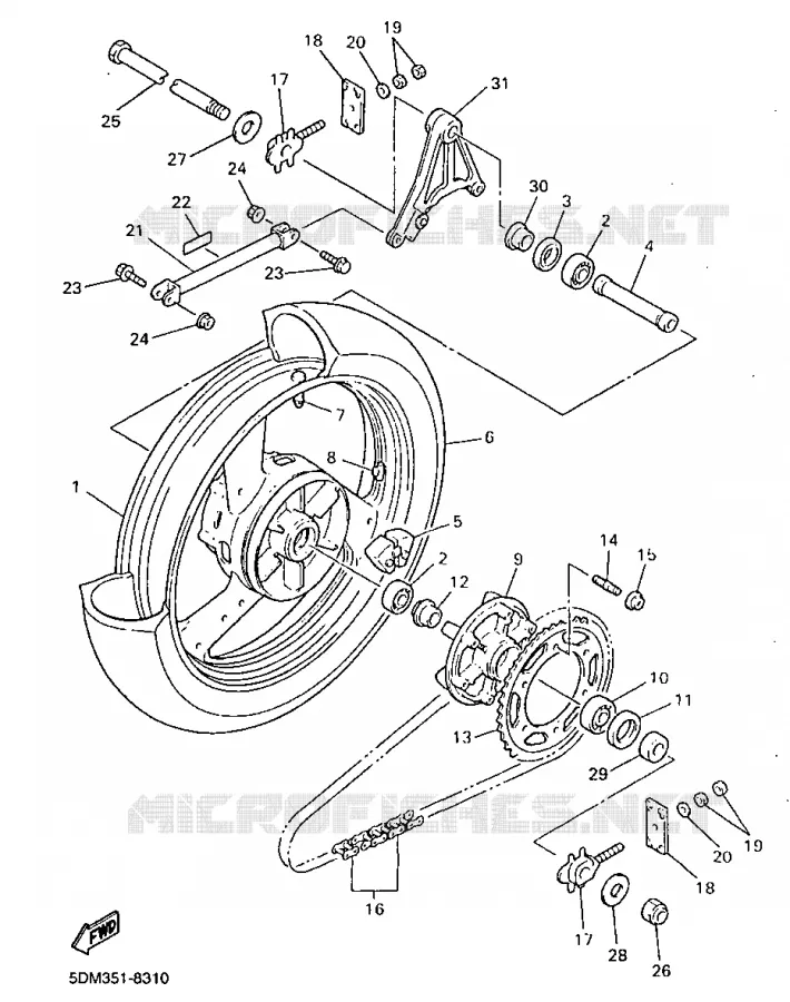 ROUE ARRIERE Yamaha MOTO 600 1998 FAZER  FZS600