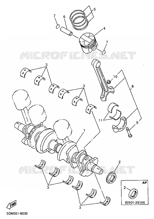 VILEBREQUIN / PISTON Yamaha MOTO 600 1998 FAZER  FZS600