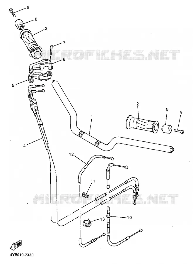GUIDON ET CABLES Yamaha MOTO 600 1998 FAZER  FZS600