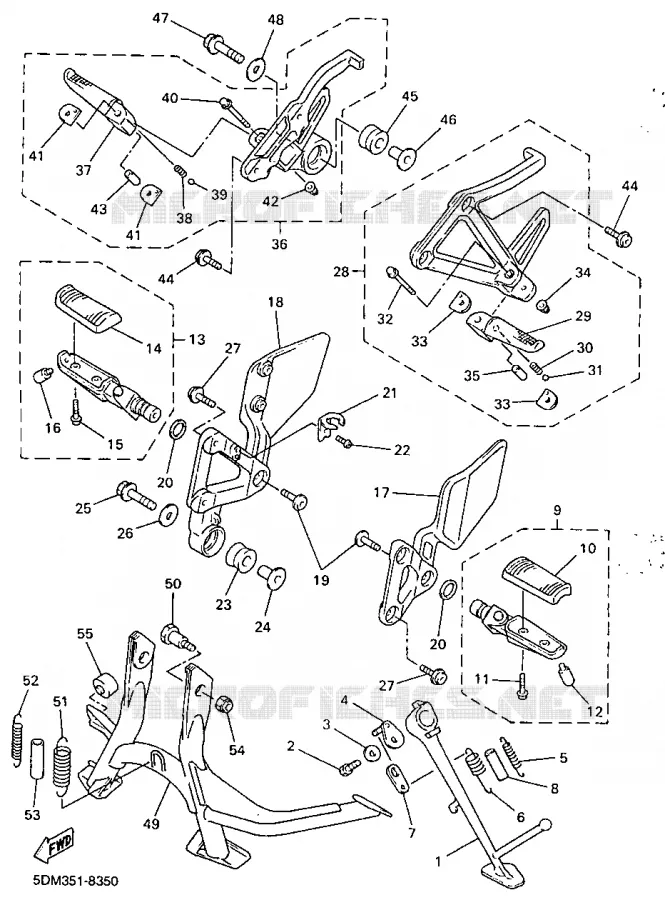SUPPORT / REPOSE PIEDS Yamaha MOTO 600 1998 FAZER  FZS600
