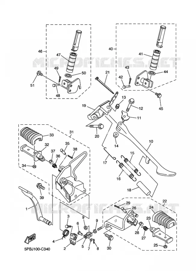SUPPORT / REPOSE PIEDS Yamaha MOTO 1100 2003 DRAGSTAR  XVS1100 XVS11RC V STAR 1100