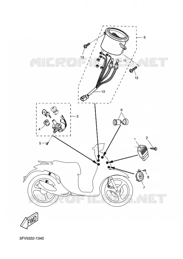 PARTIE ELECTRIQUE 1 Yamaha SCOOTER 50 2003 FLIPPER  YH50 FLIPPER