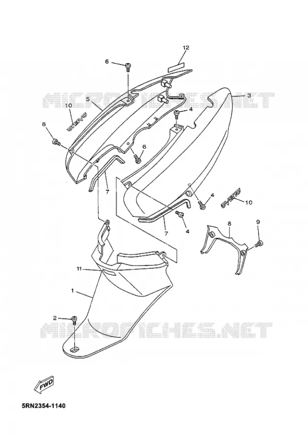COUVERCLE LATERAL Yamaha SCOOTER 50 2003 OVETTO  YN50 OVETTO