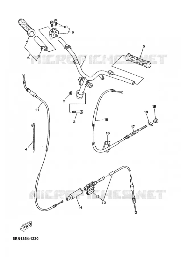 GUIDON ET CABLES Yamaha SCOOTER 50 2003 OVETTO  YN50 OVETTO