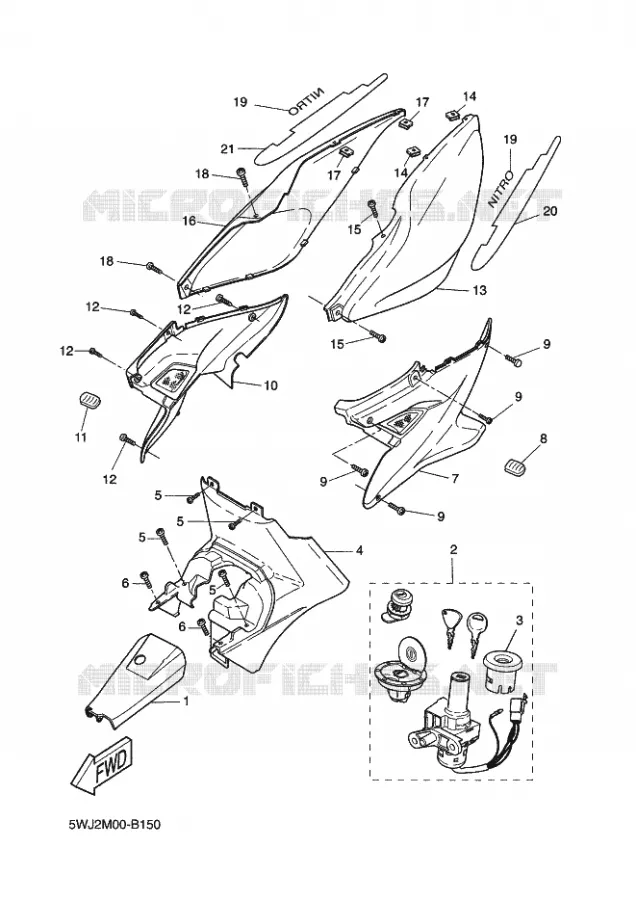 COUVERCLE LATERAL Yamaha SCOOTER 50 2003 NITRO  YQ50 NITRO