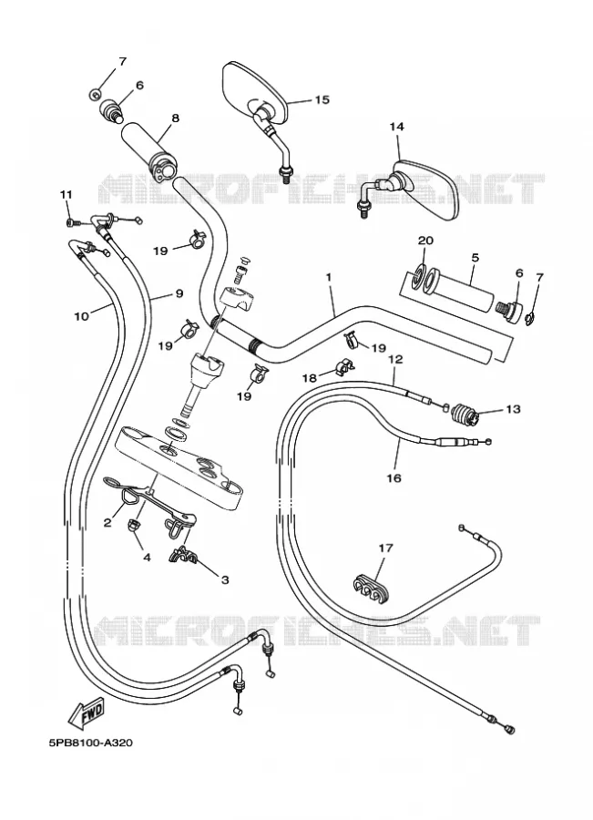 GUIDON ET CABLES Yamaha MOTO 1100 2003 DRAGSTAR  XVS1100 XVS11RC V STAR 1100