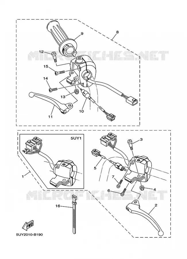 COMMODO / LEVIER Yamaha SCOOTER 50 2002 PASSOL  EA06 PASSOL