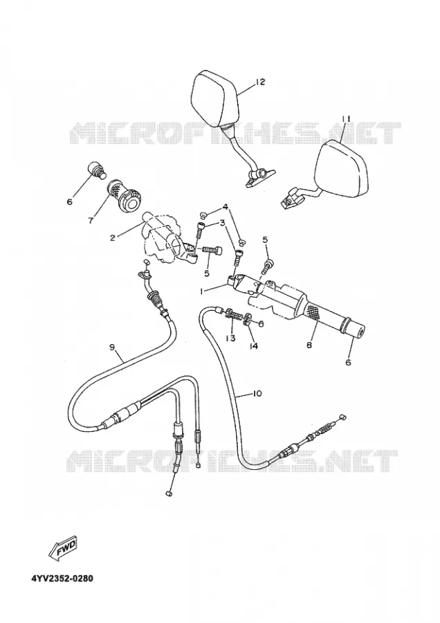 GUIDON ET CABLES Yamaha MOTO 50 2002 MBK XPOWER  TZR50 TZR50R X-POWER