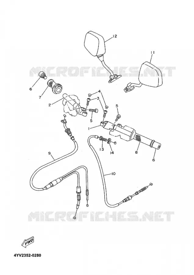 GUIDON ET CABLES Yamaha MOTO 50 2002 MBK XPOWER  TZR50 TZR50R X-POWER