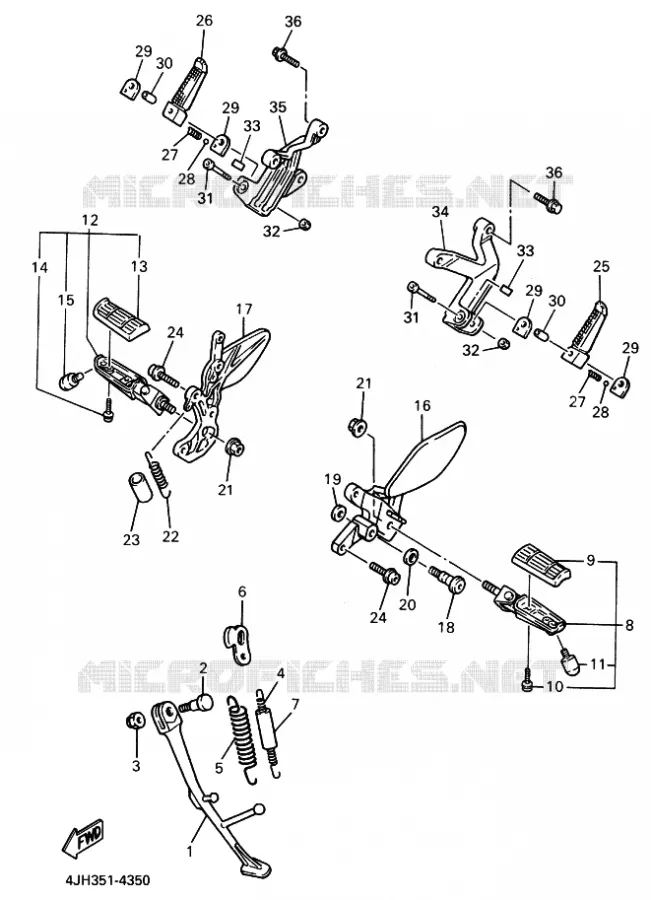 SUPPORT / REPOSE PIEDS Yamaha MOTO 600 2002 THUNDERCAT  YZF600R THUNDERCAT