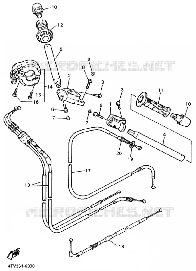 GUIDON ET CABLES Yamaha MOTO 600 2002 THUNDERCAT  YZF600R THUNDERCAT