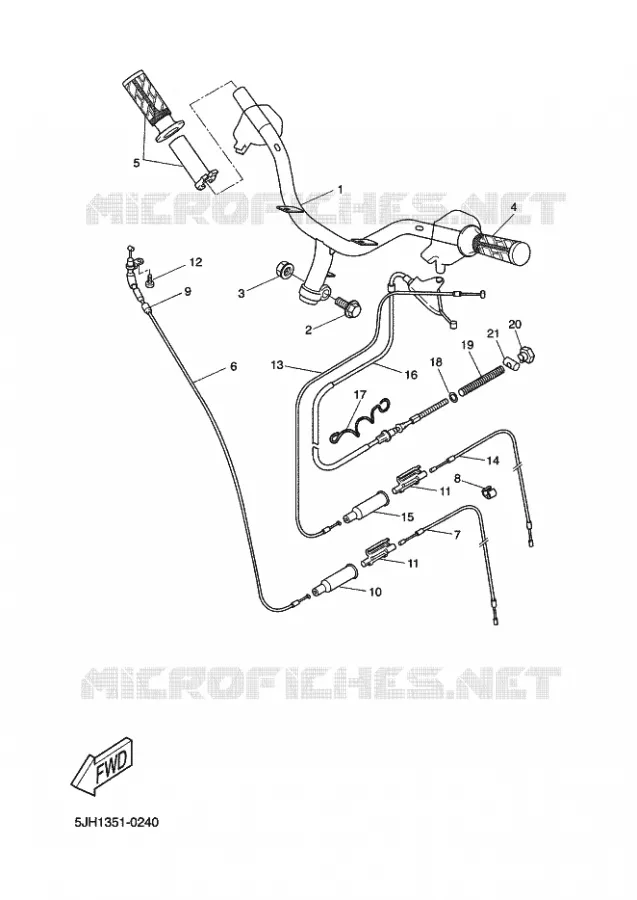GUIDON ET CABLES Yamaha SCOOTER 50 2002 STUNT NAKED  EW50 STUNT