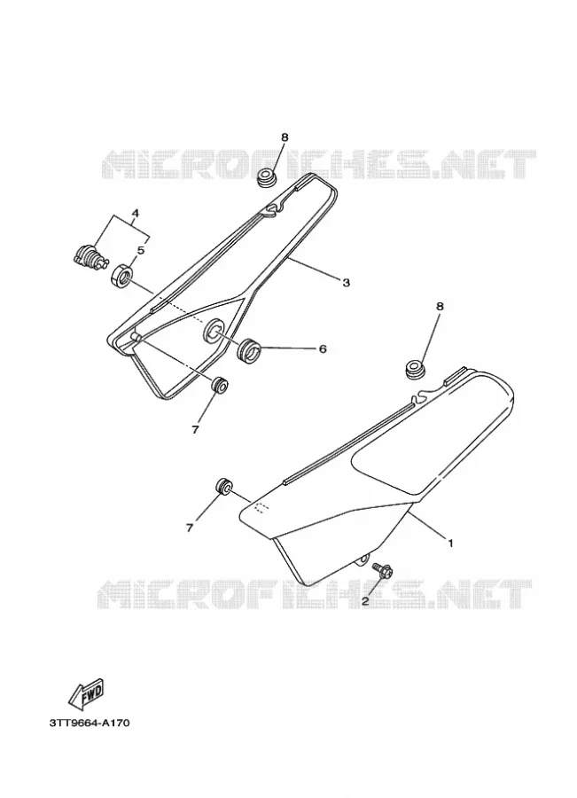 COUVERCLE LATERAL Yamaha MOTO 125 2002 DT  DT125