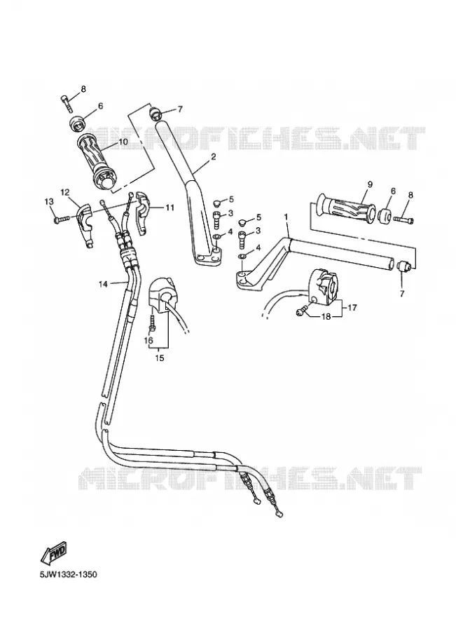 GUIDON ET CABLES Yamaha MOTO 1300 2001 FJR  FJR1300