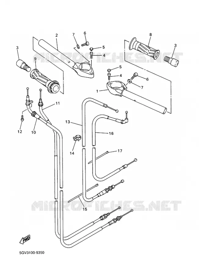 GUIDON ET CABLES Yamaha MOTO 600 2000 R6  YZF-R6 R6