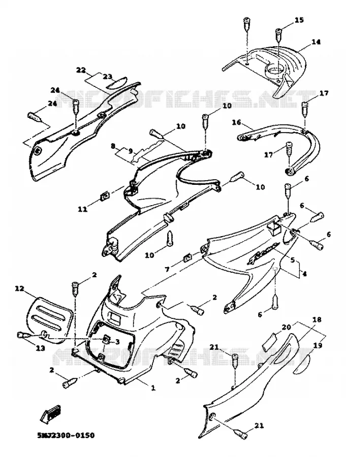 COUVERCLE LATERAL Yamaha SCOOTER 125 2000 FLAME  XC125A FLAME